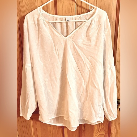 Old Navy Women's Top Long Sleeves Size Large Gauzy Flowy Coastal Boho Chic Beach - Picture 1 of 11